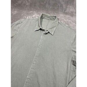 Lululemon Commission Long Sleeve Shirt Pocket Men Large Sage Green Button Casual